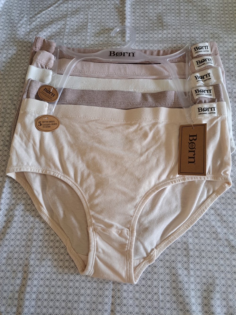 Born Organic Cotton Women's Briefs  5 Pack M